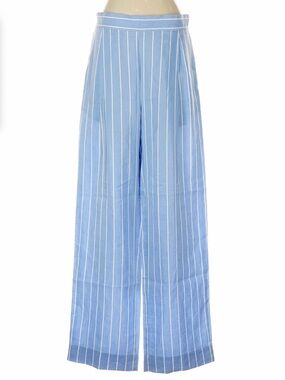 Vince Blue White Stripe Linen Blend Wide Leg Pants XS High Rise 32” Inseam